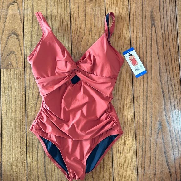 DKNY Women's One Piece Swimsuit, Red  Size L - Picture 6 of 8